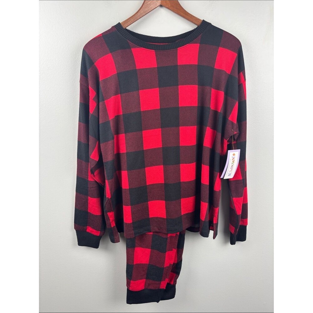 NWT Joyspun Women's Red & Black Buffalo Plaid Pajama two pc Set - Sm cottagecore